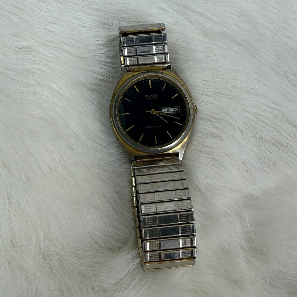Vintage Sharp Quartz Japan Movement Spiedel Band Gold Tone